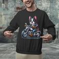 Biker Boston Terrier Dog Riding Motorbike Unisex Sweatshirt, Boston Terrier Riding Sweatshirts, gift for family, gift for coworker