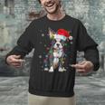 Boston Terrier Christmas Santa Hat Tree Lights Pajama Unisex Sweatshirt, Boston Terrier Christmas Sweatshirts, gift for family, gift for coworker