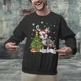 Boston Terrier Christmas Tree Lights Santa Hat Unisex Sweatshirt, Boston Terrier Christmas Sweatshirts, gift for family, gift for coworker