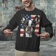 Boston Terrier Dog American Flag 4th Of July Patriotic Puppy Unisex Sweatshirt, American Boston Terrier Sweatshirts, Patriotic Boston Terrier Sweatshirts, Boston Terrier 4th Of July Sweatshirts, gift for family, gift for coworker