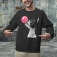 Boston Terrier Dog Blowing Chewing Bubble Gum Pink Unisex Sweatshirt, gift for family, gift for coworker
