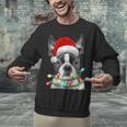 Boston Terrier Dog Santa Christmas Tree Lights Xmas Unisex Sweatshirt, Boston Terrier Christmas Sweatshirts, gift for family, gift for coworker