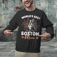 Boston Terrier Groovy World's Best Boston Mom Unisex Sweatshirt, Boston Terrier Mom Sweatshirts, gift for family, gift for coworker