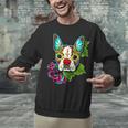 Boston Terrier In Red Day Of The Dead Sugar Skull Dog Unisex Sweatshirt, gift for family, gift for coworker