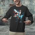 Boston Terrier Riding T-Rex Dinosaur Dog Lover Unisex Sweatshirt, Boston Terrier Riding Sweatshirts, gift for family, gift for coworker