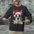 Boston Terrier Santa Christmas Tree Lights Xmas Boys Men Dog Unisex Sweatshirt, Boston Terrier Christmas Sweatshirts, gift for family, gift for coworker