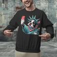 Boston Terrier Selfie Statue Of Liberty 4th Of July American Unisex Sweatshirt, American Boston Terrier Sweatshirts, Boston Terrier 4th Of July Sweatshirts, gift for family, gift for coworker