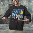 Boston Terrier Starry Night Van Gogh Art Unisex Sweatshirt, gift for family, gift for coworker