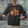 Boston Terrier Thanksgiving Leopard Pumpkins Fall Leaves Unisex Sweatshirt, Boston Terrier Thanksgiving Sweatshirts, gift for family, gift for coworker