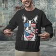 Boston Terrier USA Flag Sunglasses Patriotic 4th Of July Unisex Sweatshirt, Patriotic Boston Terrier Sweatshirts, Boston Terrier 4th Of July Sweatshirts, gift for family, gift for coworker