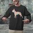Boston Terrier Watercolor Flowers Unisex Sweatshirt, gift for family, gift for coworker