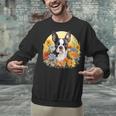 Cute Boston Terrier Spring Flower Garden Colorful Puppy Dog Unisex Sweatshirt, gift for family, gift for coworker