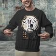 Spooky Halloween Moon Boston Terrier Boston Bull Bostie Unisex Sweatshirt, Boston Terrier Halloween Sweatshirts, gift for family, gift for coworker