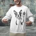 Boston Terrier Dog Raising Paw Idea Men Women Unisex Sweatshirt, gift for family, gift for coworker