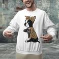 Boston Terrier Lover I Love Mom Tattoo Leopard Unisex Sweatshirt, Boston Terrier Mom Sweatshirts, gift for family, gift for coworker
