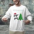 Boston Terrier Santa Hat Dabbing Around The Christmas Tree Unisex Sweatshirt, Boston Terrier Christmas Sweatshirts, gift for family, gift for coworker