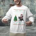 Ugly Christmas Tree Lights Xmas Santa Riding Boston Terrier Unisex Sweatshirt, Boston Terrier Riding Sweatshirts, Boston Terrier Christmas Sweatshirts, gift for family, gift for coworker