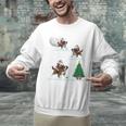 Xmas Lighting Tree Santa Riding Boston Terrier Christmas Unisex Sweatshirt, Boston Terrier Riding Sweatshirts, Boston Terrier Christmas Sweatshirts, gift for family, gift for coworker