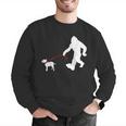 Bigfoot Walking With Bull Terrier Dog Men Graphic Sweatshirt, funny gift