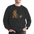 Boston Terrier Bigfoot Dog Walking Dog Mom Dad Kids Men Graphic Sweatshirt, Boston Terrier Mom Sweatshirts, Boston Terrier Dad Sweatshirts, funny gift