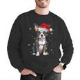 Boston Terrier Christmas Santa Hat Tree Lights Pajama Men Graphic Sweatshirt, Boston Terrier Christmas Sweatshirts, funny gift