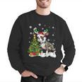 Boston Terrier Christmas Tree Lights Santa Hat Men Graphic Sweatshirt, Boston Terrier Christmas Sweatshirts, funny gift