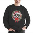 Boston Terrier Christmas Wreath Decoration Xmas Pajamas Men Graphic Sweatshirt, Boston Terrier Christmas Sweatshirts, funny gift