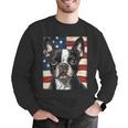 Boston Terrier Dog American Flag 4th Of July Patriotic Puppy Men Graphic Sweatshirt, American Boston Terrier Sweatshirts, Patriotic Boston Terrier Sweatshirts, Boston Terrier 4th Of July Sweatshirts, funny gift