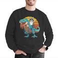 Boston Terrier Dog Riding Dinosaur T Rex Boys Men Graphic Sweatshirt, Boston Terrier Riding Sweatshirts, funny gift