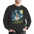 Boston Terrier Dog Starry Night Painting Men Graphic Sweatshirt, funny gift