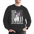 Boston Terrier Papa Cool Dog Lover USA American Flag Men Women Men Graphic Sweatshirt, American Boston Terrier Sweatshirts, funny gift