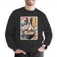 Boston Terrier Ramen Noodles Japanese Art Retro Ocean Waves Men Graphic Sweatshirt, funny gift