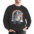 Boston Terrier Riding Dinosaur T-Rex Boys Kids Rainbow Men Graphic Sweatshirt, Boston Terrier Riding Sweatshirts, funny gift