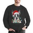 Boston Terrier Santa Christmas Tree Lights Xmas Boys Men Dog Men Graphic Sweatshirt, Boston Terrier Christmas Sweatshirts, funny gift