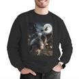 Boston Terrier Selfie Full Moon Flying Witch Halloween Dog Men Graphic Sweatshirt, Boston Terrier Halloween Sweatshirts, funny gift