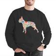 Boston Terrier Watercolor Flowers Men Graphic Sweatshirt, funny gift