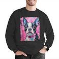 Dog Pink Boston Terrier Men Graphic Sweatshirt, funny gift