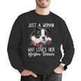 Just a Woman Who Loves Her Boston Terrier Cute Dog Mom Men Graphic Sweatshirt, Boston Terrier Mom Sweatshirts, funny gift
