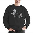 Skeleton Chasing Dog Boston Terrier Halloween Pet Lover Men Graphic Sweatshirt, Boston Terrier Halloween Sweatshirts, funny gift