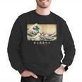 Surfing Boston Terrier Kanagawa Wave Japanese Dog For Men Women Kids Men Graphic Sweatshirt, funny gift