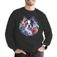 Watercolor Floral Boston Terrier Mama Dog Lover Mother's Day Men Graphic Sweatshirt, funny gift