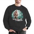 Whimsical Forest Adventures Sasquatch Bigfoot Walking Boston Terrier Dog Lovers Men Graphic Sweatshirt, funny gift