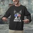 Boston Terrier 4th Of July Merica Men Women USA Flag Vintage Men Graphic Sweatshirt, Boston Terrier 4th Of July Sweatshirts, gift for family, gift for coworker