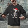 Boston Terrier Christmas Santa Hat Tree Lights Pajama Men Graphic Sweatshirt, Boston Terrier Christmas Sweatshirts, gift for family, gift for coworker