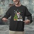 Boston Terrier Christmas Tree Lights Santa Hat Men Graphic Sweatshirt, Boston Terrier Christmas Sweatshirts, gift for family, gift for coworker