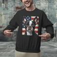 Boston Terrier Dog American Flag 4th Of July Patriotic Puppy Men Graphic Sweatshirt, American Boston Terrier Sweatshirts, Patriotic Boston Terrier Sweatshirts, Boston Terrier 4th Of July Sweatshirts, gift for family, gift for coworker