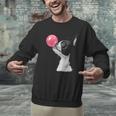 Boston Terrier Dog Blowing Chewing Bubble Gum Pink Men Graphic Sweatshirt, gift for family, gift for coworker