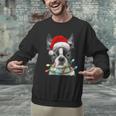 Boston Terrier Dog Santa Christmas Tree Lights Xmas Men Graphic Sweatshirt, Boston Terrier Christmas Sweatshirts, gift for family, gift for coworker