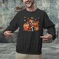 Boston Terrier Thanksgiving Leopard Pumpkins Fall Leaves Men Graphic Sweatshirt, Boston Terrier Thanksgiving Sweatshirts, gift for family, gift for coworker