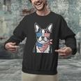 Boston Terrier USA Flag Sunglasses Patriotic 4th Of July Men Graphic Sweatshirt, Patriotic Boston Terrier Sweatshirts, Boston Terrier 4th Of July Sweatshirts, gift for family, gift for coworker